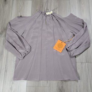 Ramy Brook Top Women's Small MO020 Gray Lavender Candice Cold Shoulder New